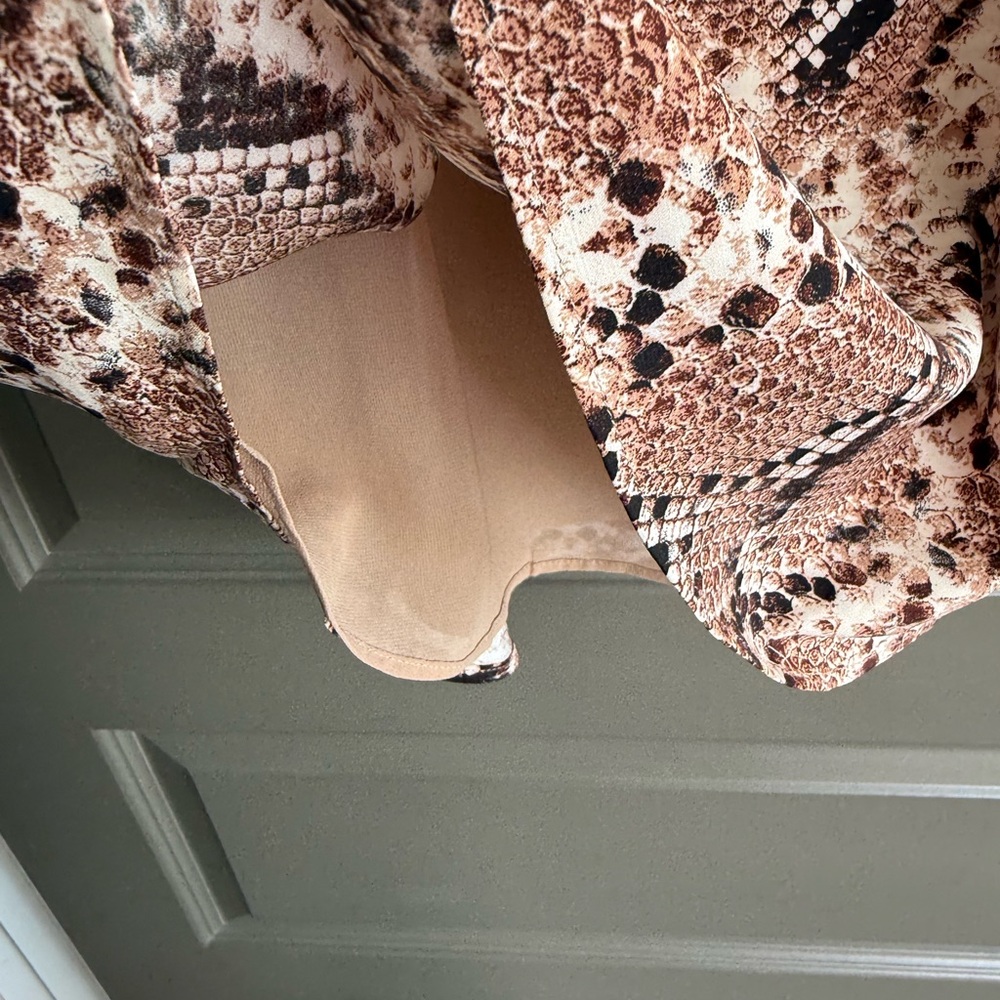 Express Snake Print Satin Cami in Blush and Brown - Picture 3 of 4